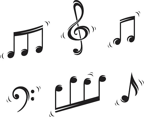 illustrations, cliparts, dessins animés et icônes de notes de musique - treble clef musical symbol music clipping path