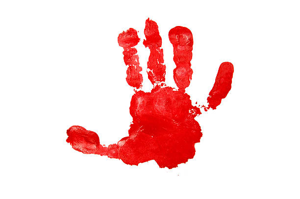 istock Red Child's Handprint isolated on White 502844322