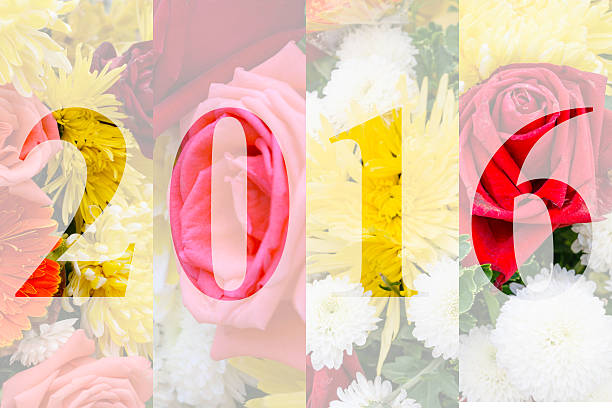 Happy New Year 2016 in Flower Theme, Naturally beautiful flowers in the garden