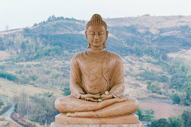 istock Thai Buddha with landscape background. 502847844