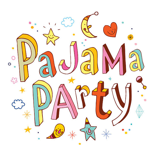 pajama party vector art illustration