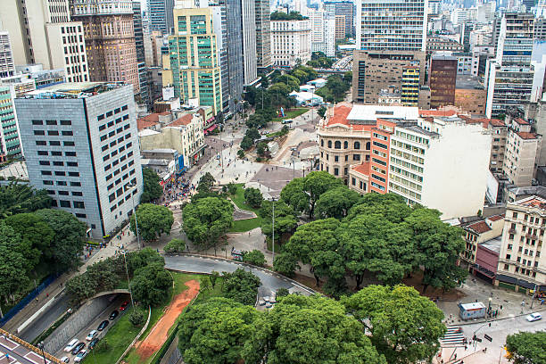 Aerial view  Aerial view downtown Sao Paulo Anhangabáu stock pictures, royalty-free photos & images