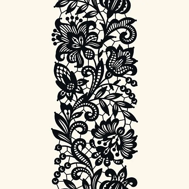 Vector illustration of Black Lace. Seamless Pattern.