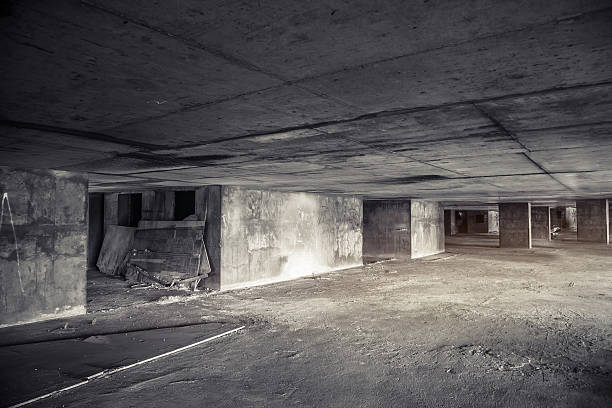 istock Inside of old abandoned building with construction unfinished 502850940