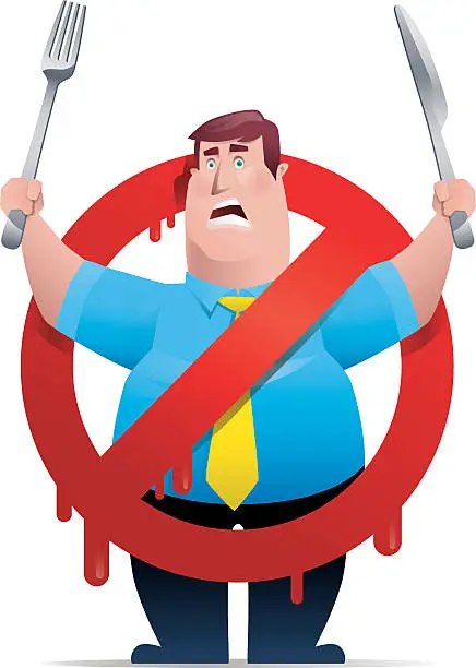 Vector illustration of no eating warning symbol