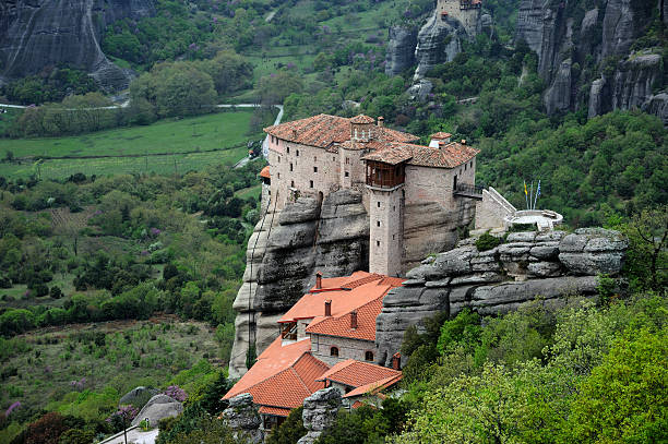 Remote view of Rousanou Holy Monastery on Meteora - Greece.