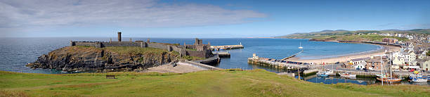 Peel Town panorama, Isle of Man stock photo
