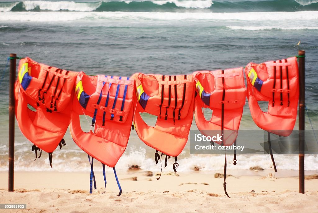 Laundry Life Vest Laundry life vest in the beach 2015 Stock Photo