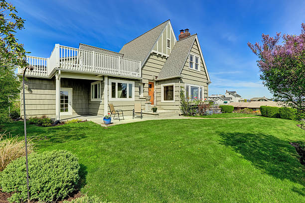 istock House exterior with walkout deck. Backyard view 502859429