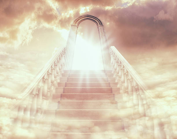 There's a light at the end of the stairway Shot of a stairway and door leading to Heavenhttp://195.154.178.81/DATA/i_collage/pi/shoots/783568.jpg heaven stock pictures, royalty-free photos & images