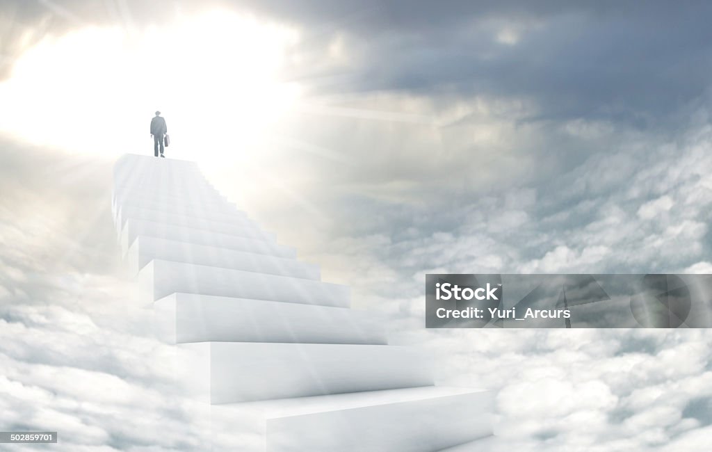 Stairway to heaven Shot of a man on a stairway leading up to heavenhttp://195.154.178.81/DATA/i_collage/pi/shoots/783568.jpg Heaven Stock Photo