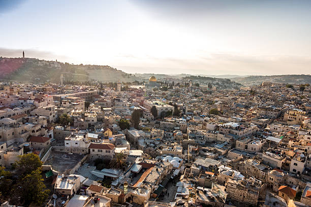 panorama starego miasta w temple mount w jerozolimie, izrael. - chriastian zdjęcia i obrazy z banku zdjęć