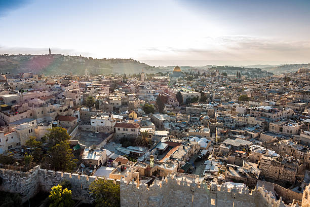 panorama starego miasta w temple mount w jerozolimie, izrael. - chriastian zdjęcia i obrazy z banku zdjęć