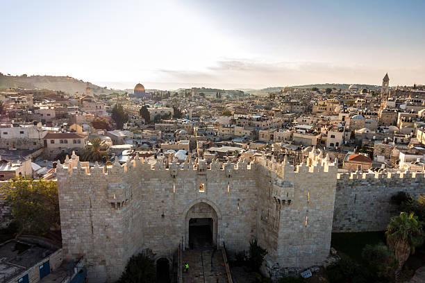 panorama starego miasta w jerozolimie, izrael z północnej. - chriastian zdjęcia i obrazy z banku zdjęć