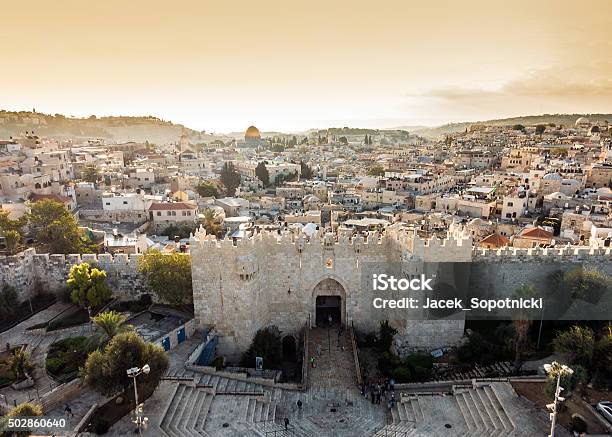 Skyline Of The Old City In Jerusalem From North Israel Stock Photo - Download Image Now