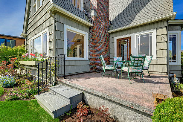 istock House exterior with walkout deck. Backyard view 502860973