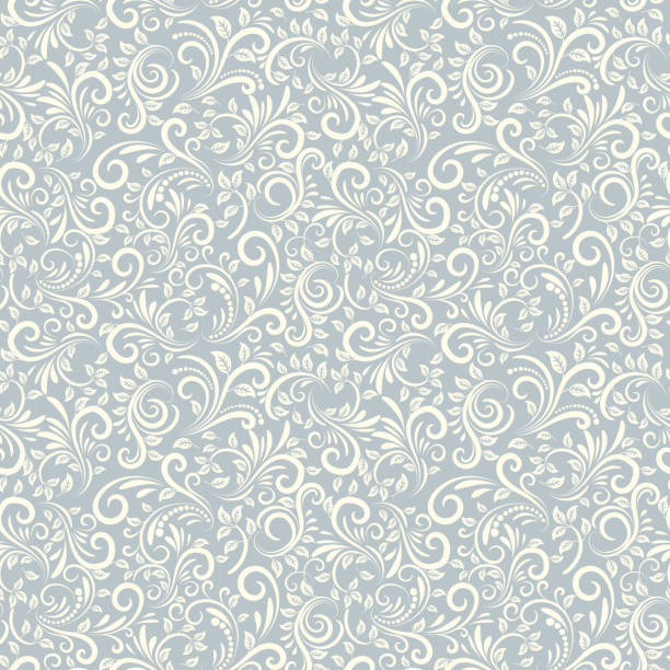 illustrazioni stock, clip art, cartoni animati e icone di tendenza di seamless sfondo damasco - silk pattern victorian style floral pattern