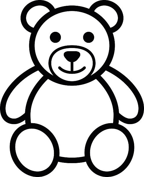 Teddy bear plush toy line art icon illustration An icon of a teddy bear teddy bear stock illustrations