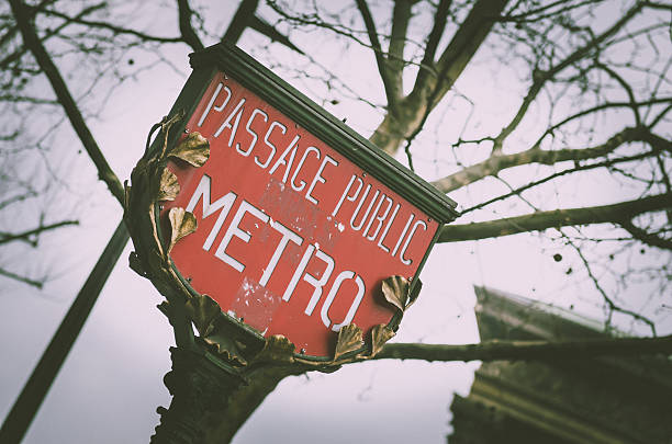 istock traditional Paris red metro sign 502861470