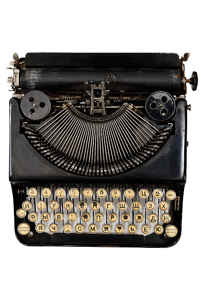 istock vintage portable typewriter with Cyrillic letters 502861813