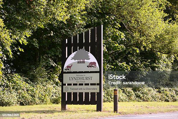 Village Sign For Lyndhurst In The New Forest England Stock Photo - Download Image Now