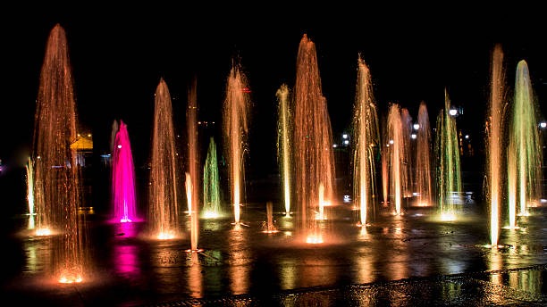 istock Color fountain at night 502862624