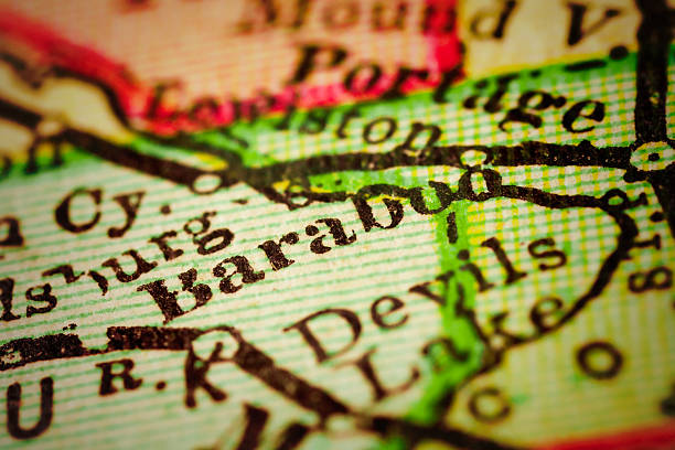 istock Baraboo, Wisconsin on an Antique map 502862878