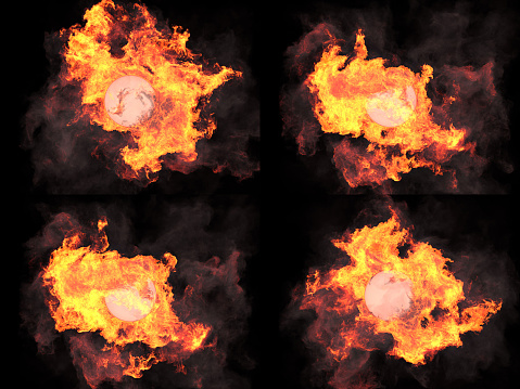 Sphere Fire Pattern Four Versions Sphere In Fire Stock Photo - Download Image Now - 2015 ...