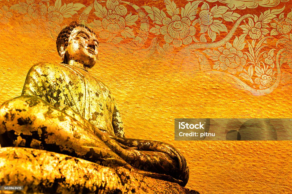 Buddha-statue auf goldenem Hintergrund Muster Thailand. - Lizenzfrei Asien Stock-Foto