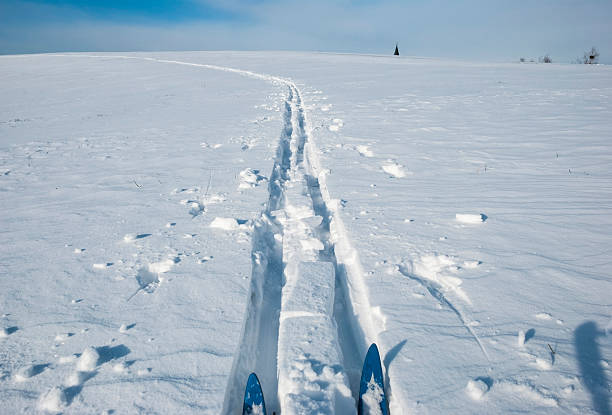 Cross contry ski track, first person perspective