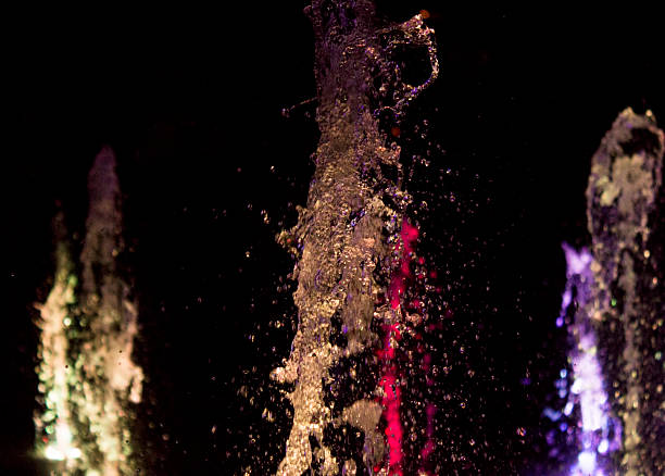 Color fountain at night