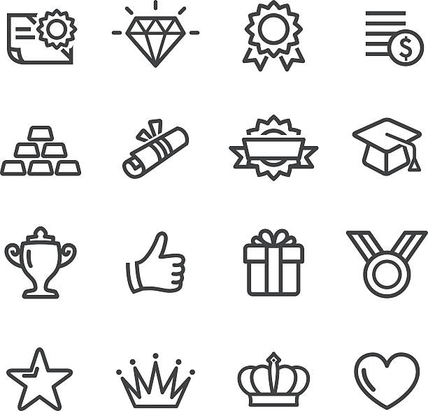 Awards Icons - Line Series View All: graduation symbols stock illustrations