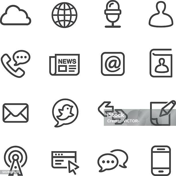 Communication And Internet Icons Line Series Stock Illustration - Download Image Now - Icon Symbol, Telephone, Internet