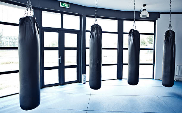 istock Four boxing punchbags 502869068