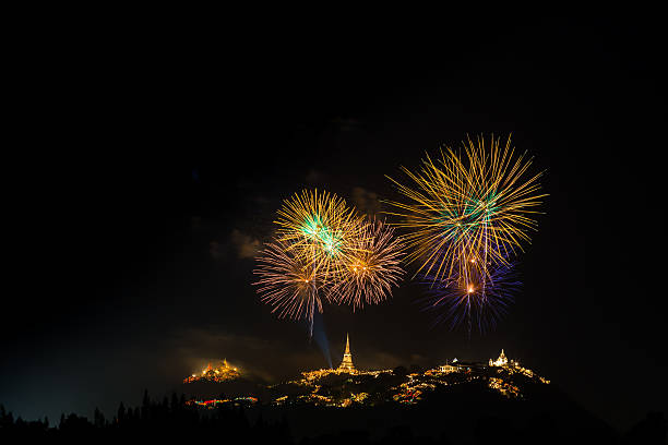 istock Amazing fireworks light up the sky with dazzling display. 502870120