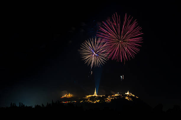 istock Amazing fireworks light up the sky with dazzling display. 502870852