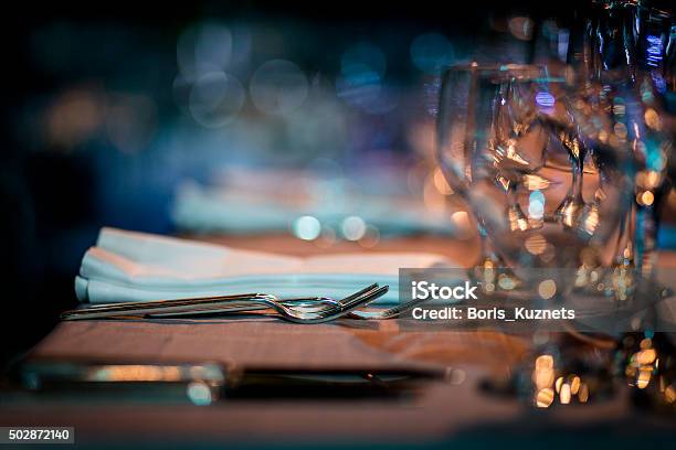 Luxury Table Setting Stock Photo - Download Image Now - Restaurant, Dinner, Luxury