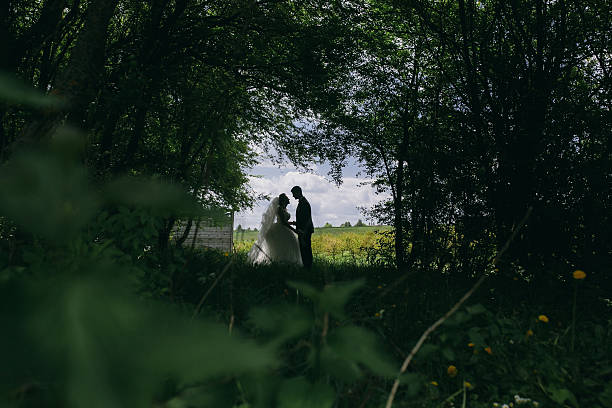 istock Beautiful wedding couple on nature 502874128