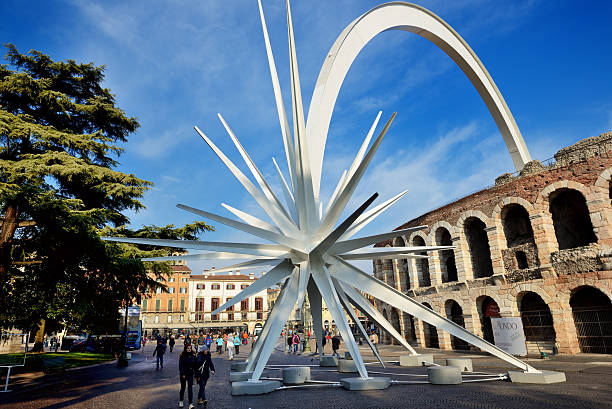 In Verona city is assembled a comet at Christmas time stock photo