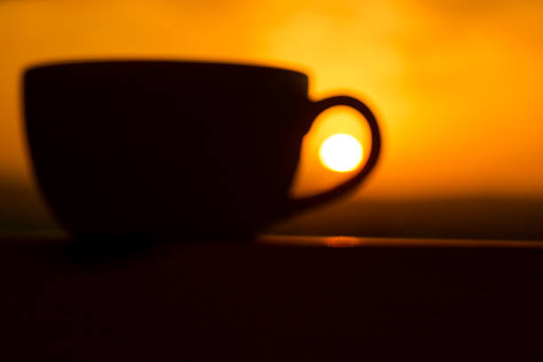 istock Romantic cup of coffee or tea with sunset 502884768