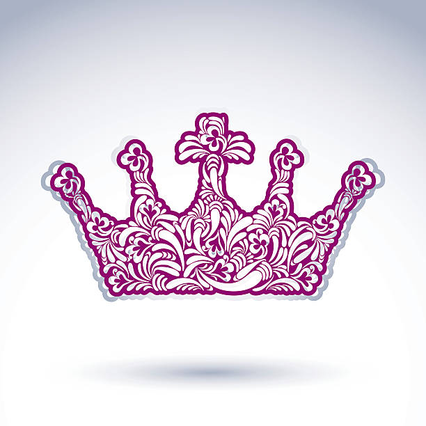 blumen-muster imperial krone isoliert auf weißem hintergrund. - flowerpatterned stock-grafiken, -clipart, -cartoons und -symbole