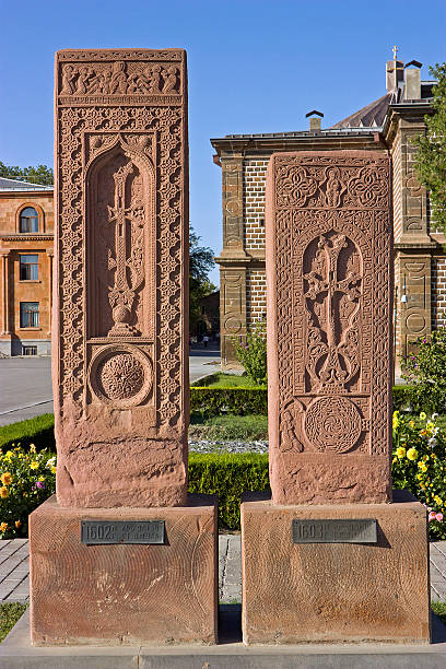istock Armenian cross stones in Echmiadzin territory 502888294