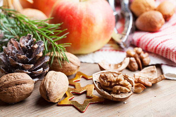 tradional christmas food nuts and apple walnut