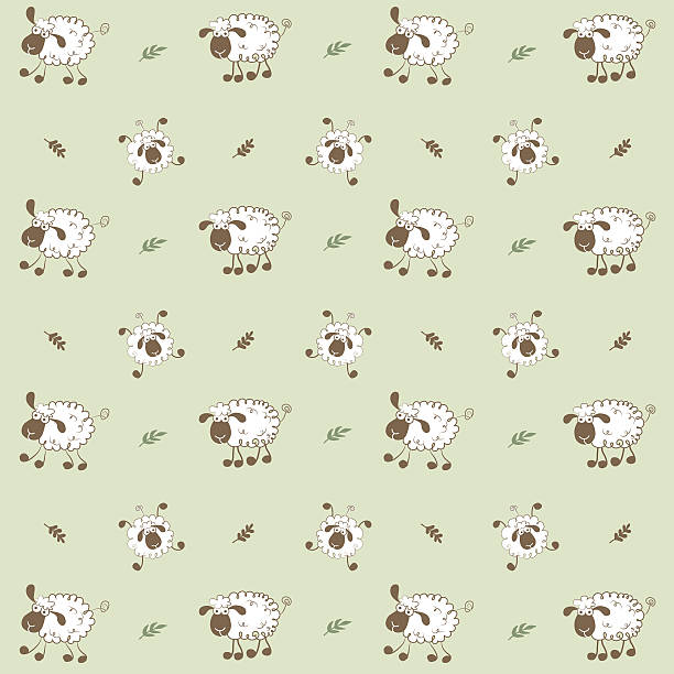 Funny sheep pattern. vector art illustration