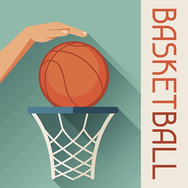 illustrazioni stock, clip art, cartoni animati e icone di tendenza di sport illustrazione mano di palla canestro da basket a. - basketball slam dunk basketball hoop sport