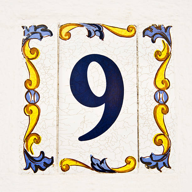 istock Ceramic tile, street number 9 502889981