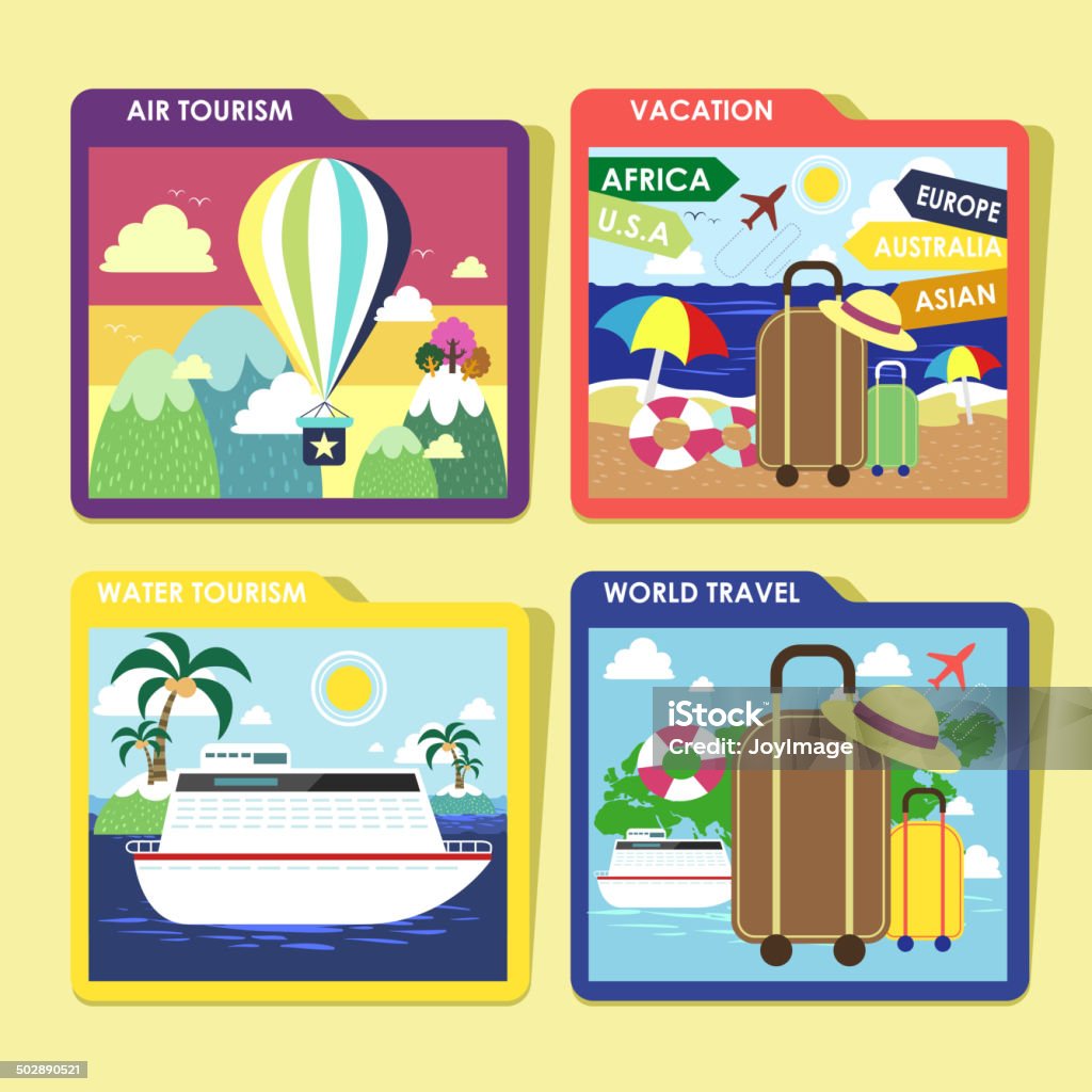 world traveling concept icons set in flat design flat design of world traveling icons set topic Abstract stock vector