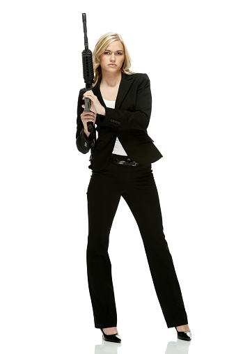 Businesswoman standing & holding riflehttp://www.twodozendesign.info/i/1.png