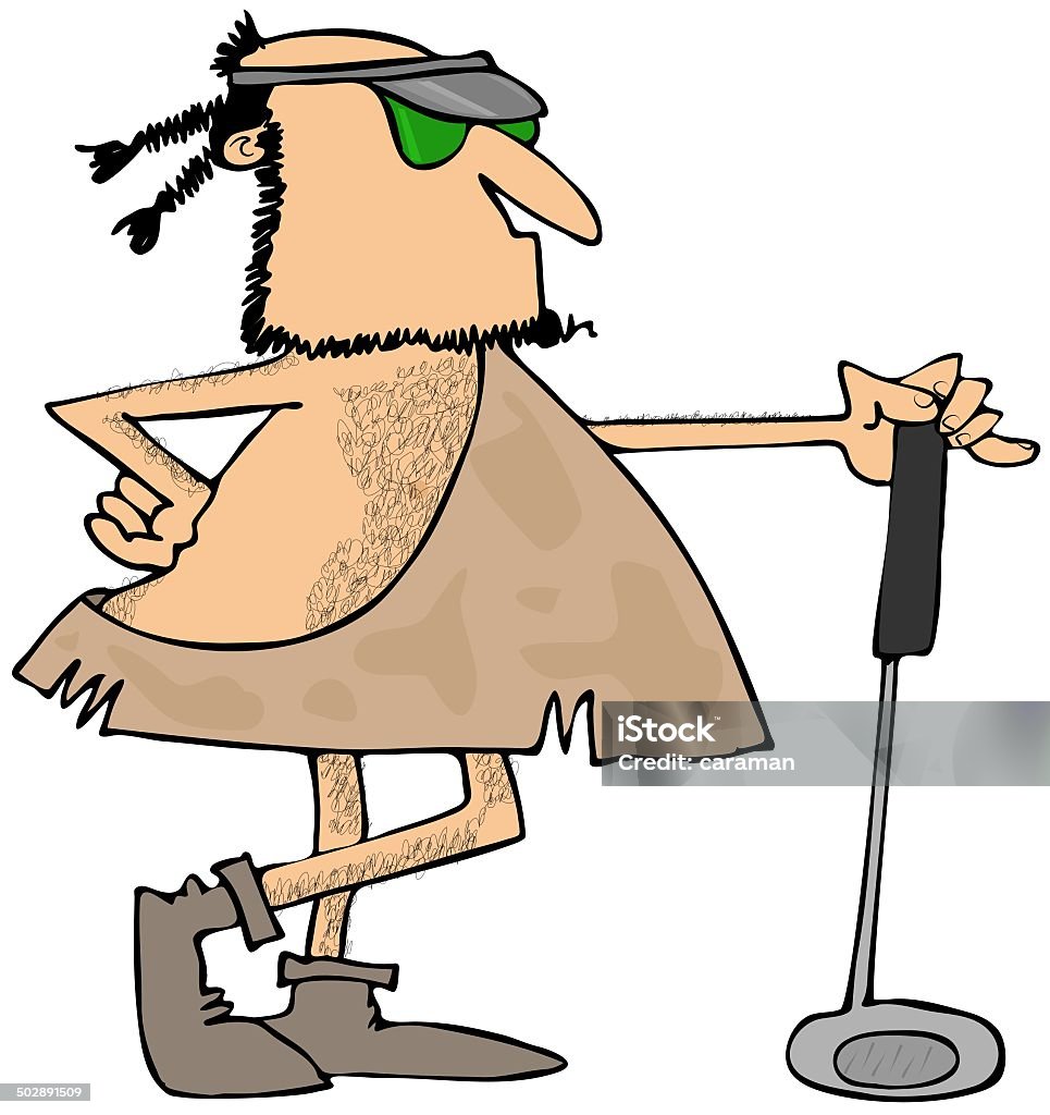 Caveman golfista - Ilustración de stock de Adulto libre de derechos