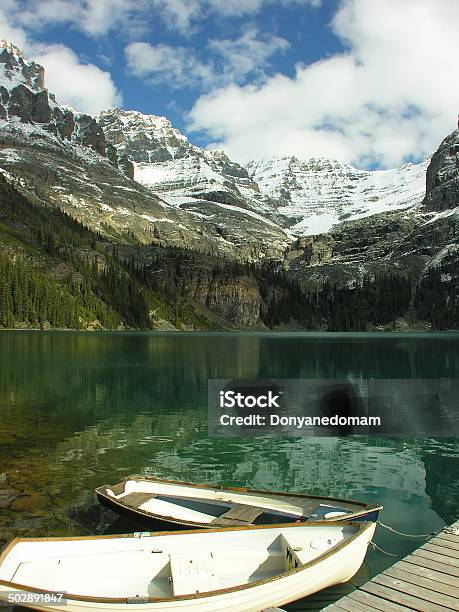 Wooden Boats At Lake Ohara Yoho National Park Canada Stock Photo - Download Image Now